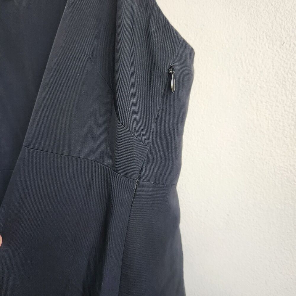 Everlane Black Japanese Crossback Slip Midi Dress Size 12 Sleek Minimalist - Picture 7 of 10